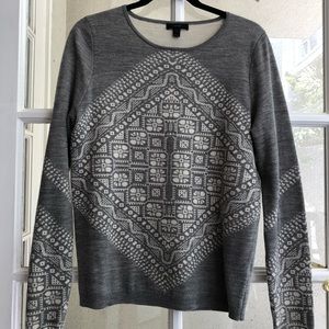 Grey J Crew Sweater with White Detail